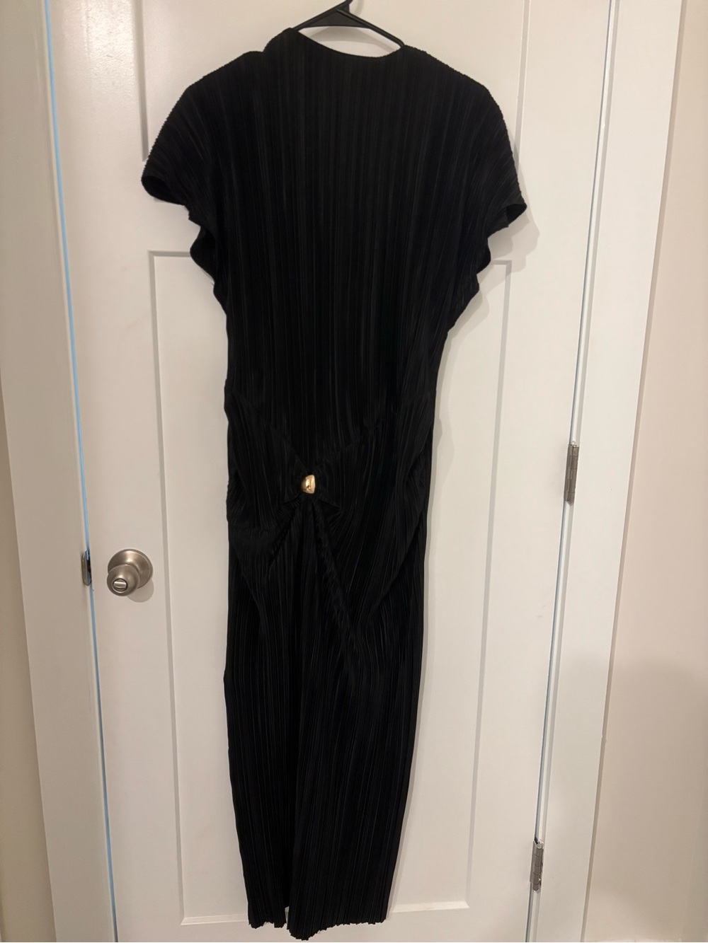 ASOS Black Pleated Maxi Dress with Gold Accent